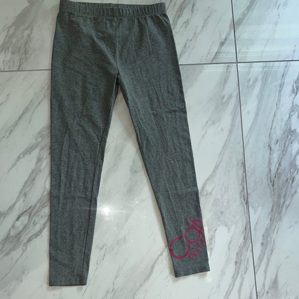 Calvin Klein Gray Leggings with Stretchy Fit and Pink Accent